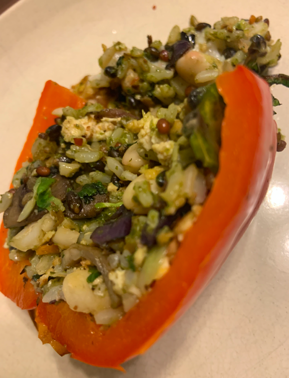 Stuffed Peppers with Pesto Rice